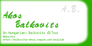 akos balkovits business card